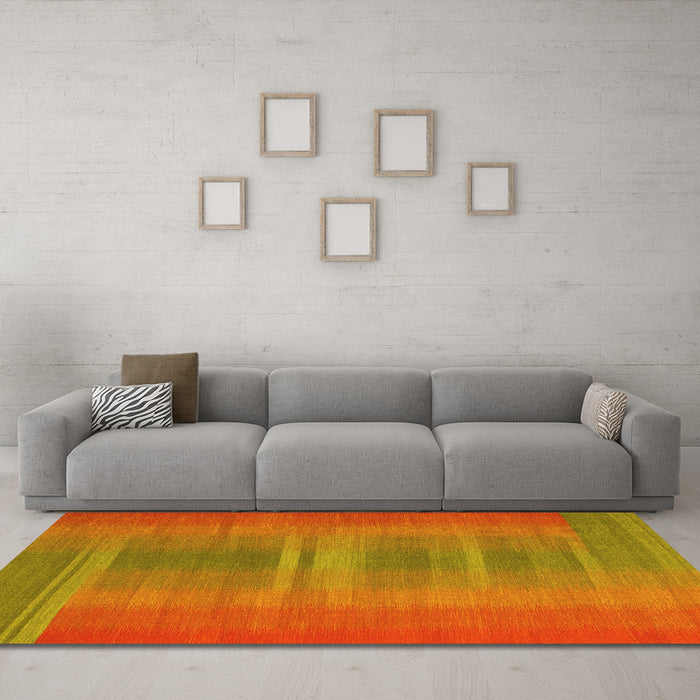 Machine Washable Abstract Yellow Contemporary Rug in a Living Room, wshcon2572yw