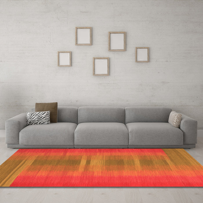 Machine Washable Abstract Orange Contemporary Area Rugs in a Living Room, wshcon2572org