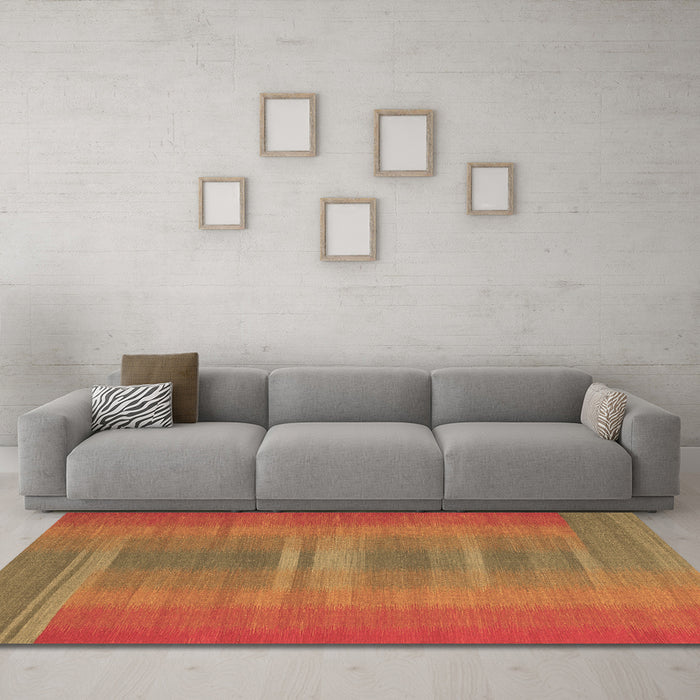 Machine Washable Abstract Brown Contemporary Rug in a Living Room,, wshcon2572brn