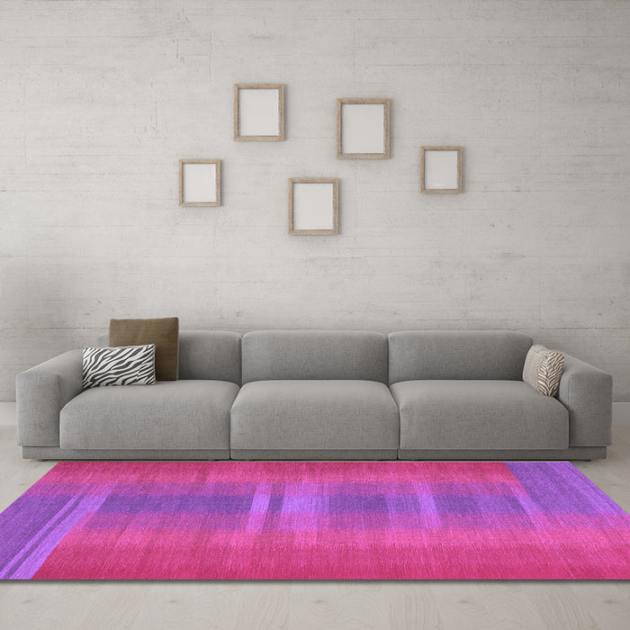 Machine Washable Abstract Purple Contemporary Area Rugs in a Living Room, wshcon2572pur