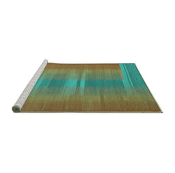 Sideview of Machine Washable Abstract Turquoise Contemporary Area Rugs, wshcon2572turq