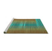 Sideview of Machine Washable Abstract Turquoise Contemporary Area Rugs, wshcon2572turq