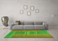 Machine Washable Abstract Green Contemporary Rug, wshcon2572grn