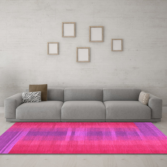 Machine Washable Abstract Pink Contemporary Rug in a Living Room, wshcon2572pnk
