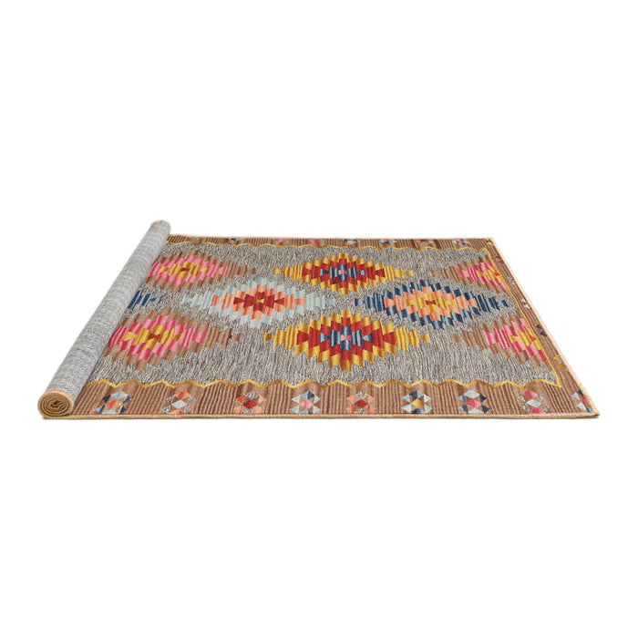 Serging Thickness of Machine Washable Contemporary Chestnut Red Rug, wshcon2573