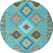 Round Southwestern Light Blue Country Rug, con2573lblu