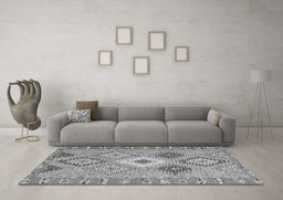 Machine Washable Southwestern Gray Country Rug in a Living Room,, wshcon2573gry