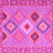Square Machine Washable Southwestern Pink Country Rug, wshcon2573pnk