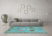 Machine Washable Southwestern Light Blue Country Rug in a Living Room, wshcon2573lblu