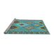 Sideview of Machine Washable Southwestern Light Blue Country Rug, wshcon2573lblu