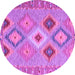 Round Machine Washable Southwestern Purple Country Area Rugs, wshcon2573pur