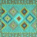 Square Machine Washable Southwestern Turquoise Country Area Rugs, wshcon2573turq