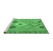 Sideview of Machine Washable Southwestern Emerald Green Country Area Rugs, wshcon2573emgrn