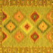 Square Machine Washable Southwestern Yellow Country Rug, wshcon2573yw