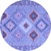 Round Machine Washable Southwestern Blue Country Rug, wshcon2573blu