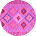 Round Southwestern Pink Country Rug, con2573pnk