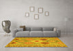 Machine Washable Southwestern Yellow Country Rug in a Living Room, wshcon2573yw