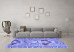 Machine Washable Southwestern Blue Country Rug in a Living Room, wshcon2573blu