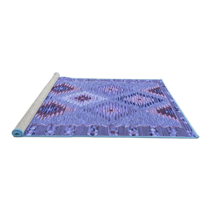 Sideview of Machine Washable Southwestern Blue Country Rug, wshcon2573blu