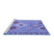 Sideview of Machine Washable Southwestern Blue Country Rug, wshcon2573blu
