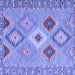 Square Machine Washable Southwestern Blue Country Rug, wshcon2573blu