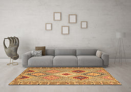 Machine Washable Southwestern Brown Country Rug in a Living Room,, wshcon2573brn