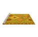 Sideview of Machine Washable Southwestern Yellow Country Rug, wshcon2573yw