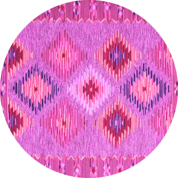 Round Machine Washable Southwestern Pink Country Rug, wshcon2573pnk