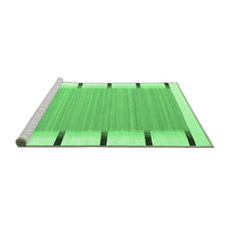 Sideview of Machine Washable Abstract Emerald Green Contemporary Area Rugs, wshcon2574emgrn