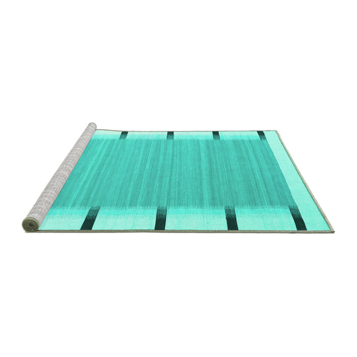 Sideview of Machine Washable Abstract Turquoise Contemporary Area Rugs, wshcon2574turq