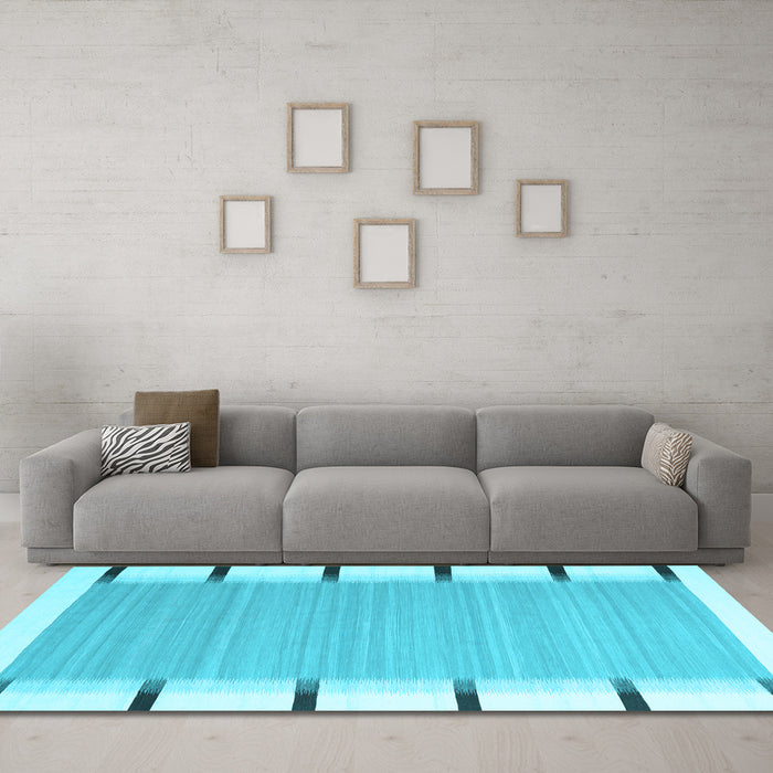 Machine Washable Abstract Light Blue Contemporary Rug in a Living Room, wshcon2574lblu