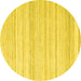 Round Abstract Yellow Contemporary Rug, con2575yw