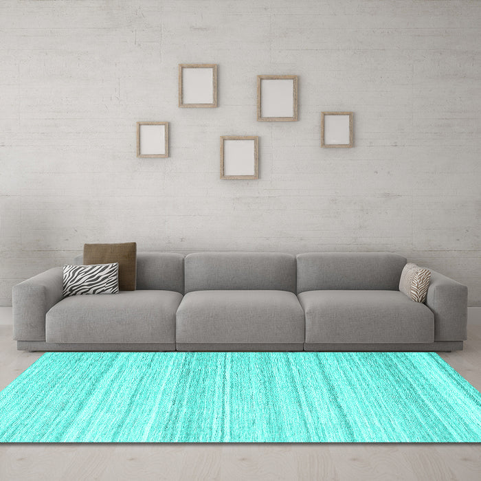 Machine Washable Abstract Turquoise Contemporary Area Rugs in a Living Room,, wshcon2575turq