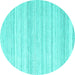 Round Machine Washable Abstract Turquoise Contemporary Area Rugs, wshcon2575turq