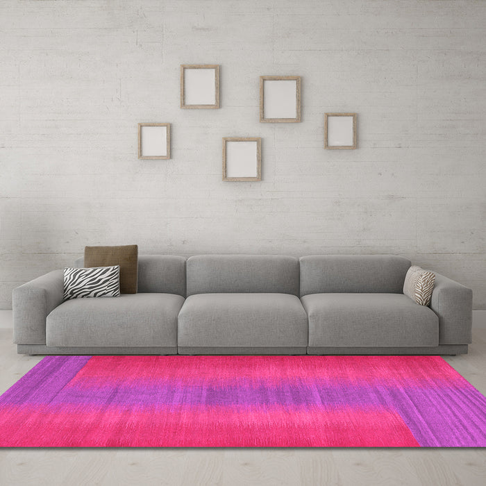 Machine Washable Abstract Pink Contemporary Rug in a Living Room, wshcon2576pnk