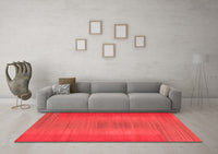 Machine Washable Abstract Red Contemporary Rug, wshcon2576red