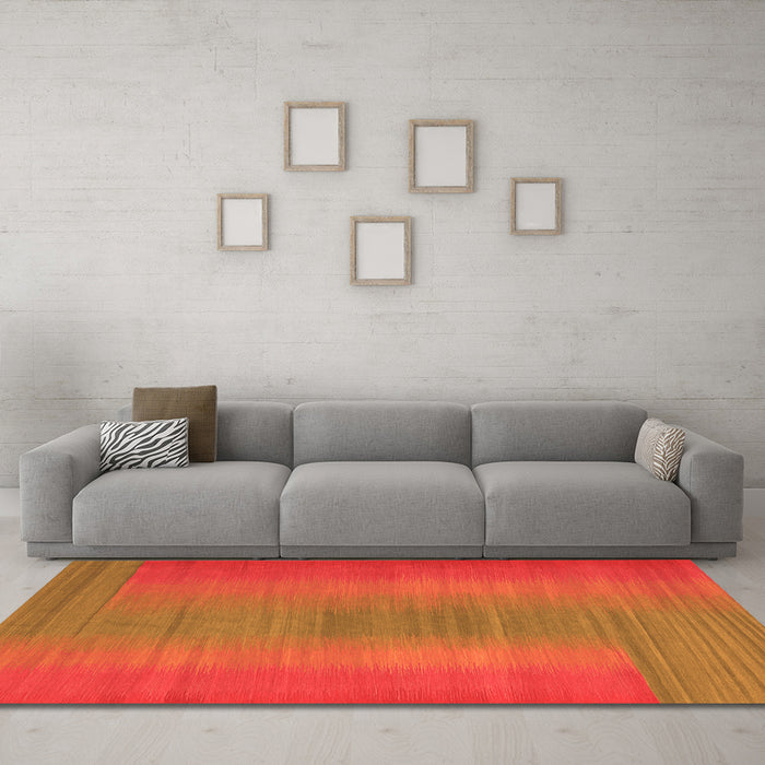 Machine Washable Abstract Orange Contemporary Area Rugs in a Living Room, wshcon2576org