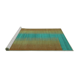 Sideview of Machine Washable Abstract Turquoise Contemporary Area Rugs, wshcon2576turq