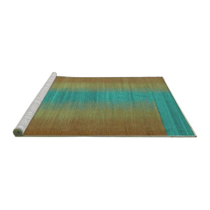 Sideview of Machine Washable Abstract Turquoise Contemporary Area Rugs, wshcon2576turq