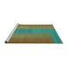 Sideview of Machine Washable Abstract Turquoise Contemporary Area Rugs, wshcon2576turq