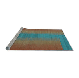 Sideview of Machine Washable Abstract Light Blue Contemporary Rug, wshcon2576lblu