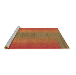 Sideview of Machine Washable Abstract Brown Contemporary Rug, wshcon2576brn
