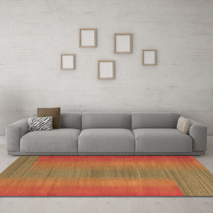 Machine Washable Abstract Brown Contemporary Rug in a Living Room,, wshcon2576brn