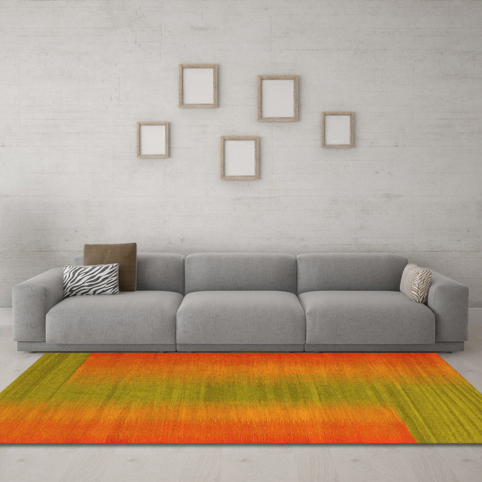 Machine Washable Abstract Yellow Contemporary Rug in a Living Room, wshcon2576yw