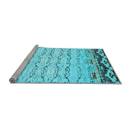 Sideview of Machine Washable Abstract Light Blue Contemporary Rug, wshcon2577lblu