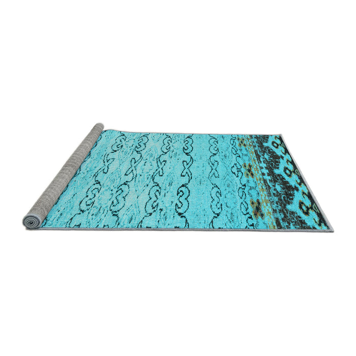 Sideview of Machine Washable Abstract Light Blue Contemporary Rug, wshcon2577lblu