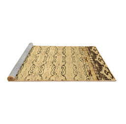 Sideview of Machine Washable Abstract Brown Contemporary Rug, wshcon2577brn