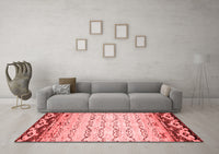 Machine Washable Abstract Red Contemporary Rug, wshcon2577red