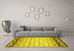 Machine Washable Abstract Yellow Contemporary Rug in a Living Room, wshcon2577yw