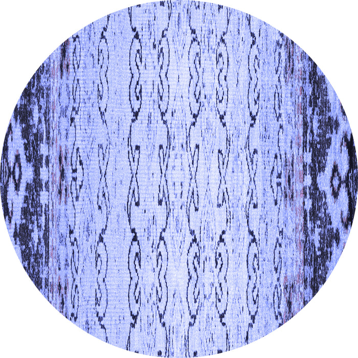 Round Machine Washable Abstract Blue Contemporary Rug, wshcon2577blu
